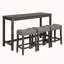 4 Piece Bar Table Set with Power Outlet,Bar Table Set with Chairs,Sofa Bar Table with Stools,Behind Couch Table with 3 Padded Stools,for Living Room,Dining room, Dark Grey