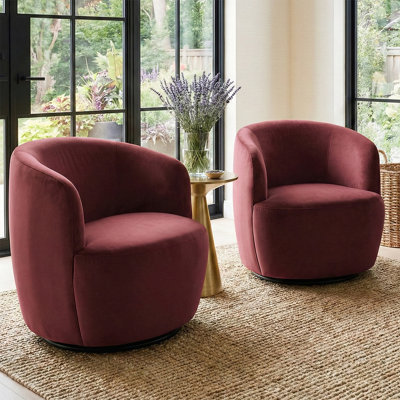 Petit fauteuil d'appoint pivotant en velours de 27 po de largeur (ensemble de 2)