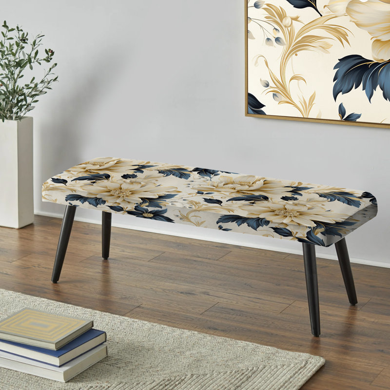 Banc rembourré noir, Contemporary Motifs Victorian Pattern IV