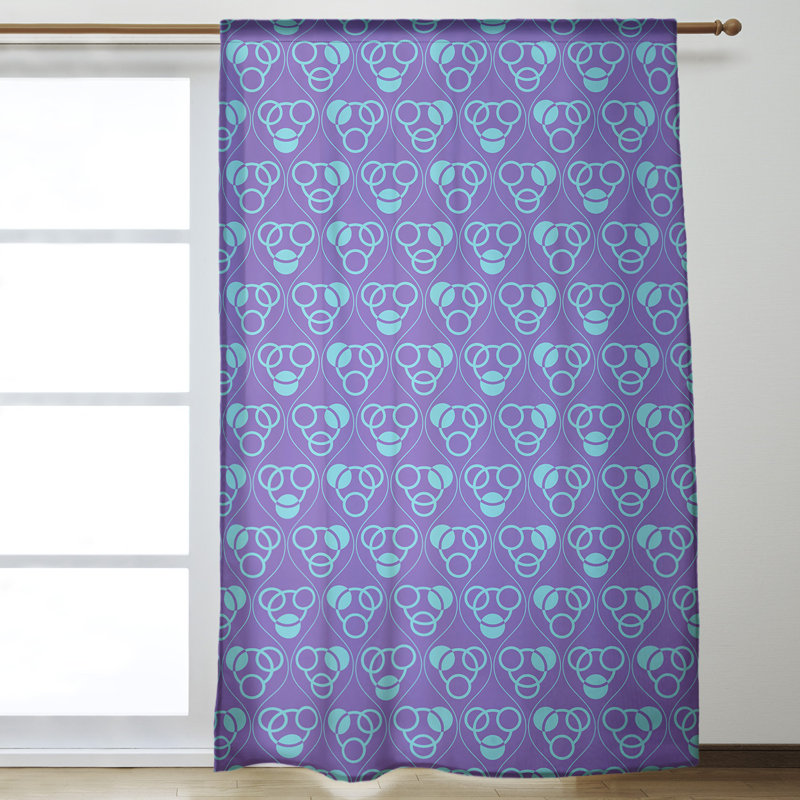 Jordao Room Darkening Curtain Single Panel, Purple/Teal
