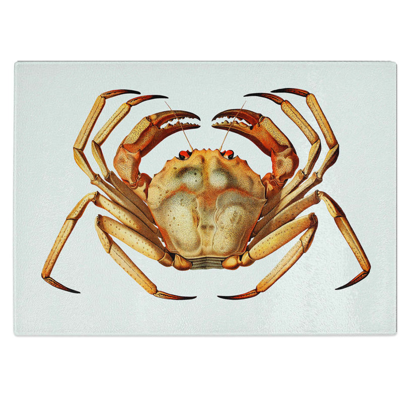 Tempered Glass Atlantic Crab Chopping Board, 39 cm W x 28.5 cm L