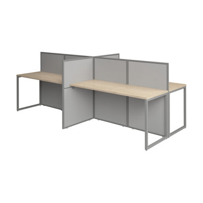 Easy Office Rectangle 4 Person Benching Workstation with Cable Management