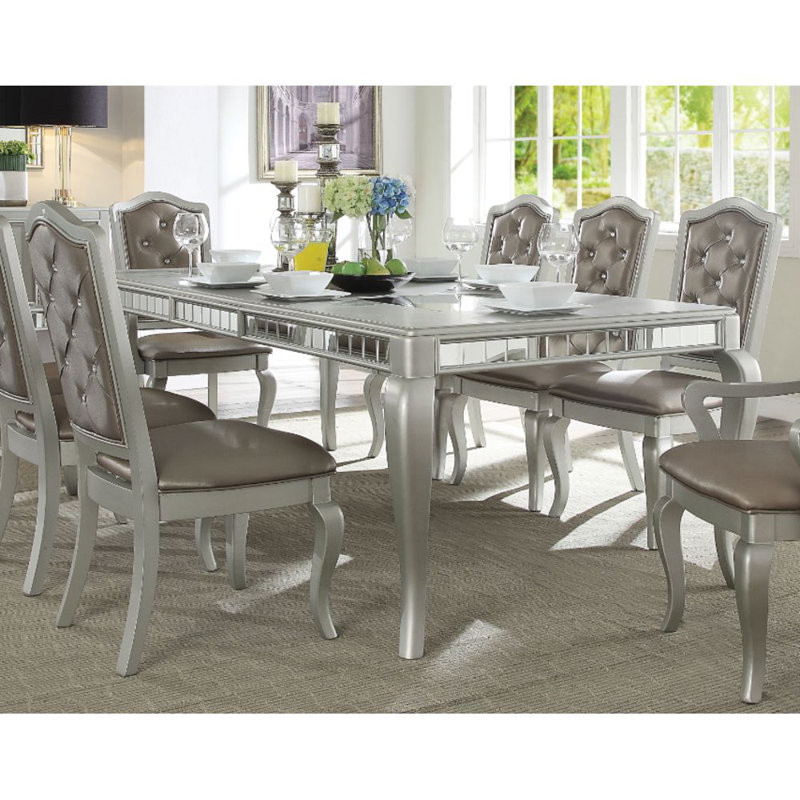 Kemyra Rectangular Solid Wood Top with Solid Wood Base Dining Table