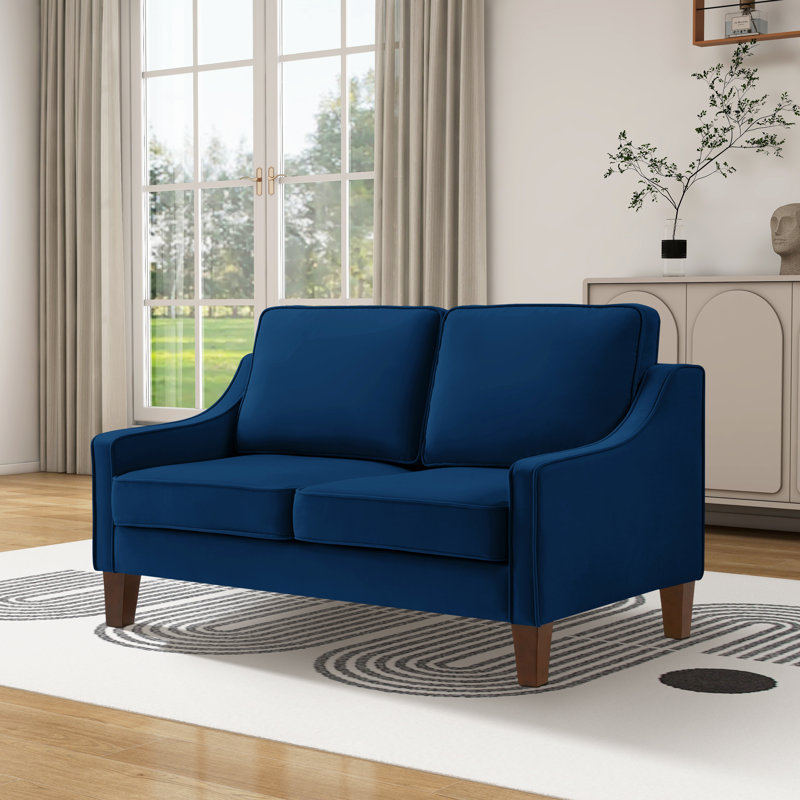 Causeuse rembourrée Rex, 100 % polyester bleu marine