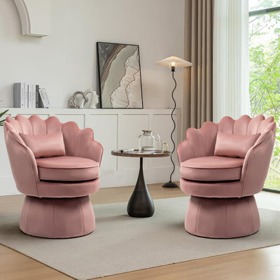 Upholstered Velvet Swivel Barrel Accent Chair
