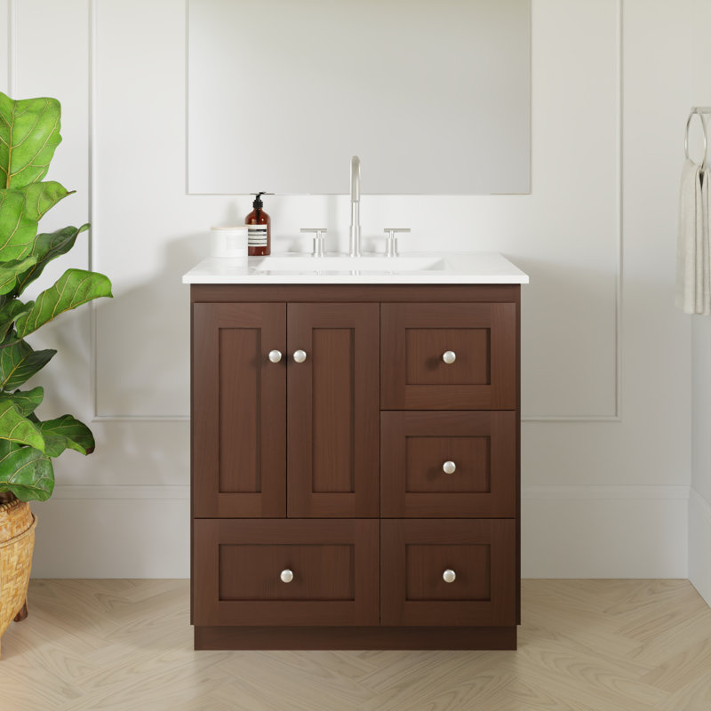 Meuble-lavabo l 31 po x P 22 po x H 35 po Shaker, Aulne foncé