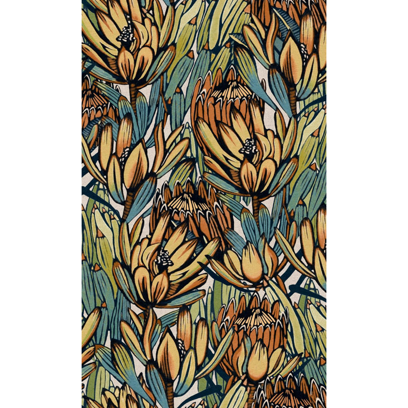 Double rouleau floral myrène, Beige/bleu