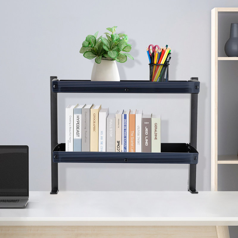 Marrugo 2-Tier Height-adjustable Desktop Shelf, Black