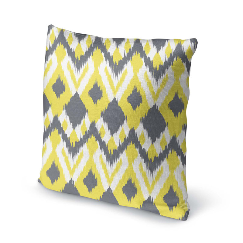 Ikat Cotton Blend Outdoor Reversible Throw Pillow, 24" x 24"