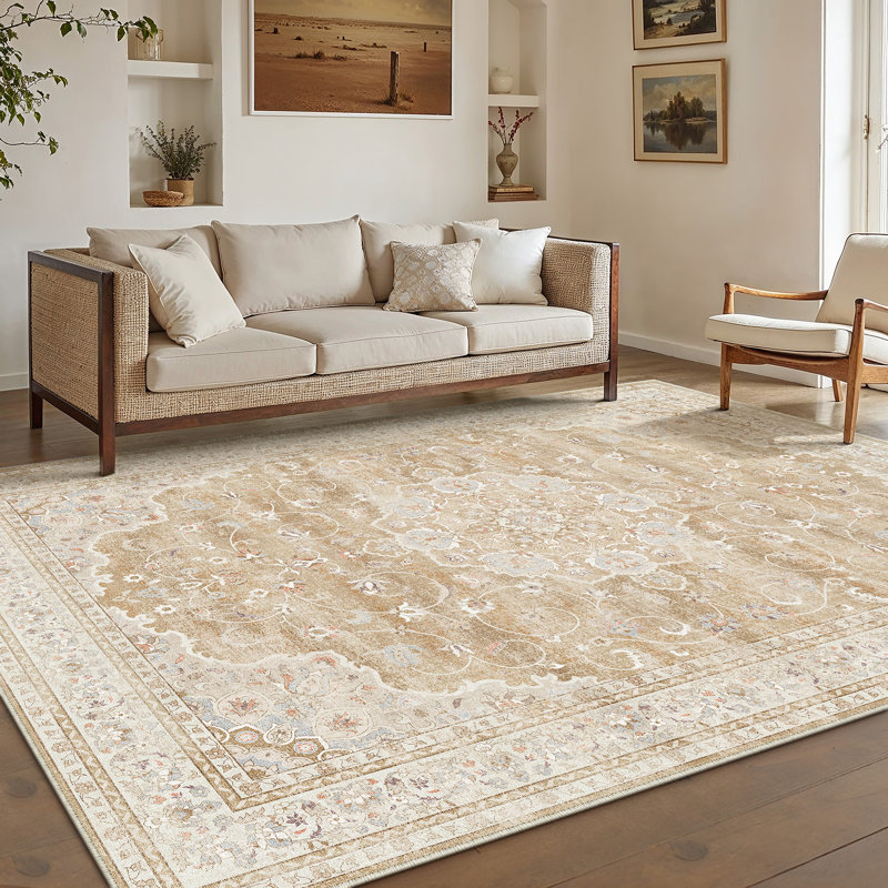 Tapis brun clair de style persan Haven, Rectangle 6 pi x 9 pi