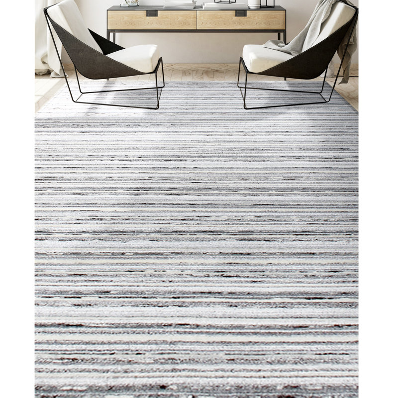 Striped Area Rug in Ivory, Rectangle 10' x 14'