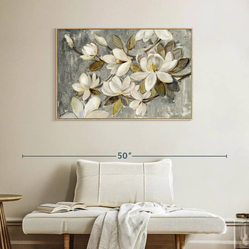 Magnolia simplicité gris neutre, Cadre flottant en bois naturel, 40 po x 27 po