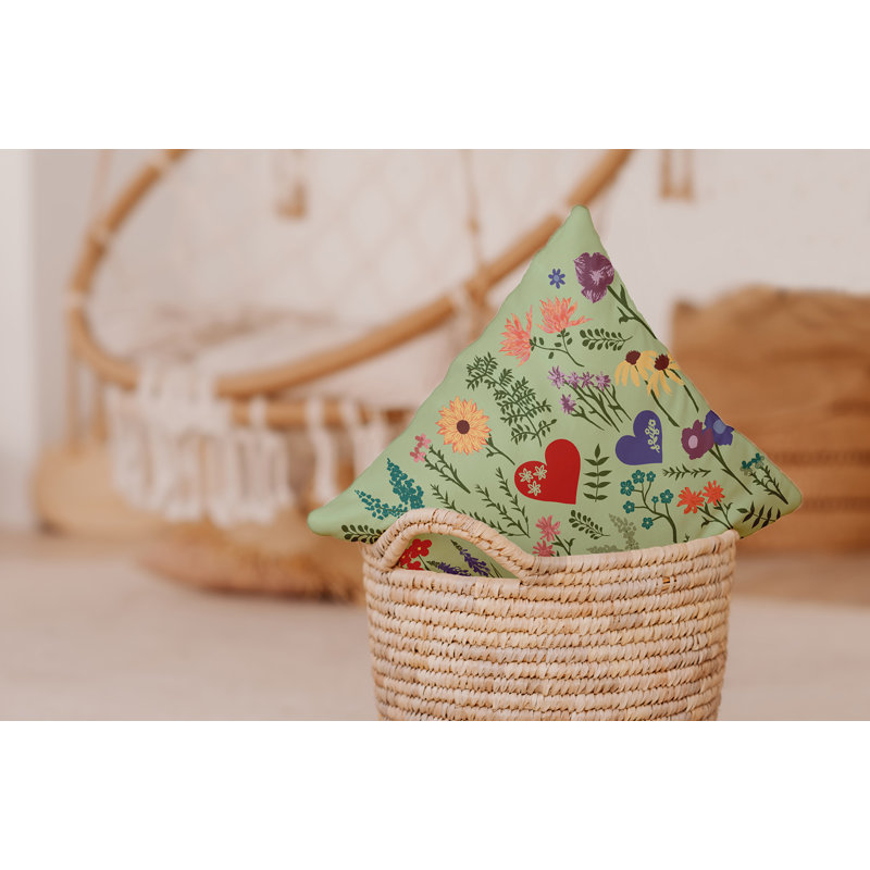Coussin décoratif Valentine Garden, Vert clair, 18 po x 18 po