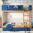 Blue MDF+Pine+Plywood Full Bunk Bed with Trundle, Bookshelf, Car Design-1438014517-1438014522