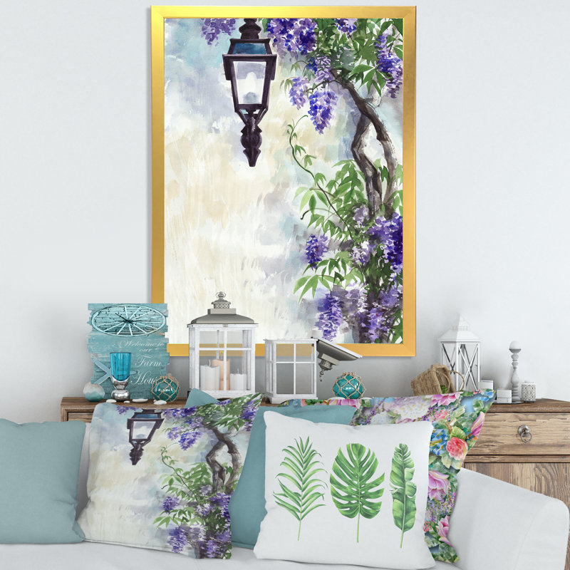 «Lilac Lantern Vintage Impression», reproduction sur toile, Toile encadrée dorée, H 32 po x l 16 po x P 1,5 po