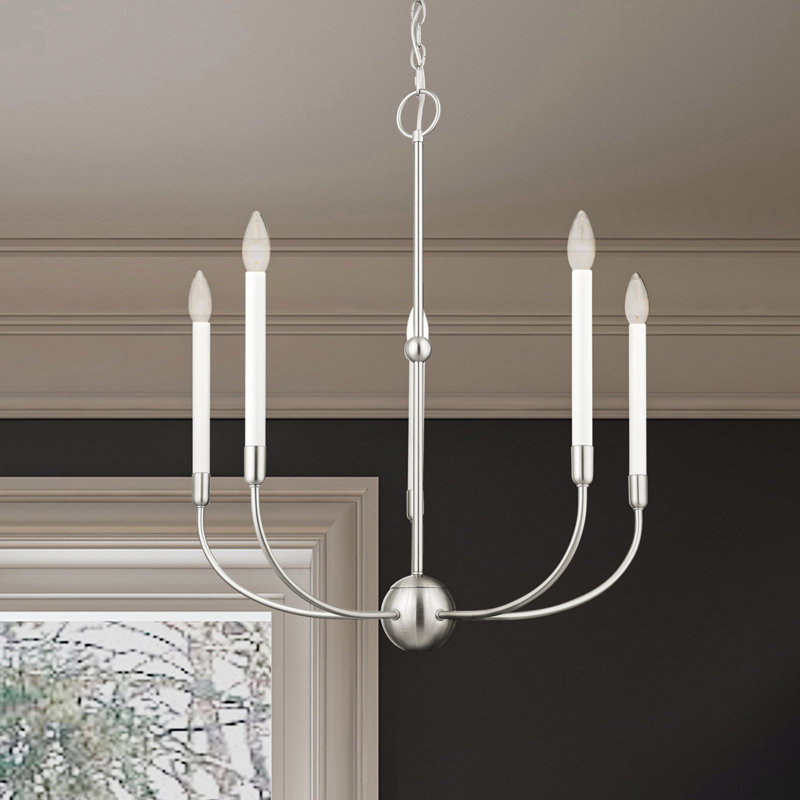 Lustre traditionnel à 5 lumières de style bougie Balmers, Noir mat, H 28 po x l 24 po x P 24 po, 5