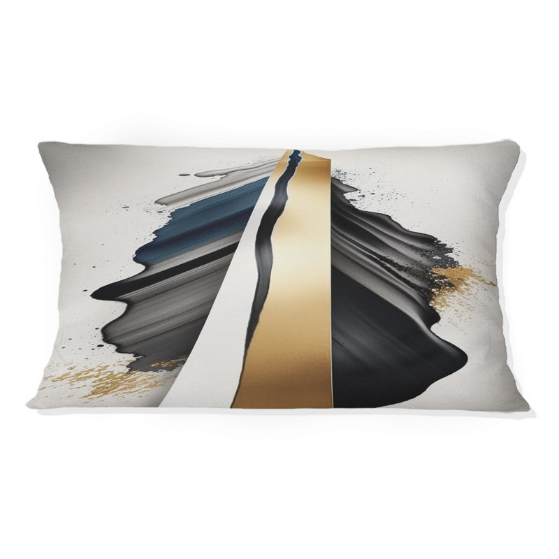 Coussin décoratif noir et doré Cubic Expression VII - Abstract Cubism