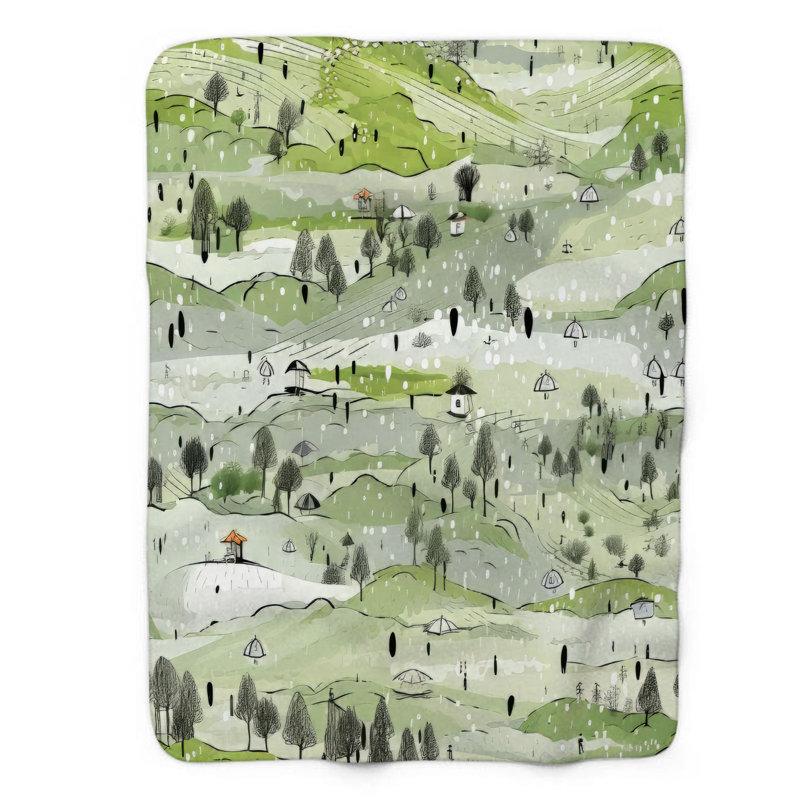 Rainy Nature - couverture 1 pièce, L 80 po x l 60 po