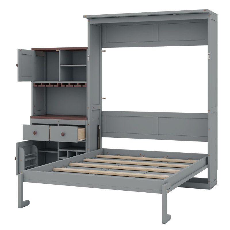 Lit escamotable avec armoire de rangement Murphy, Gris