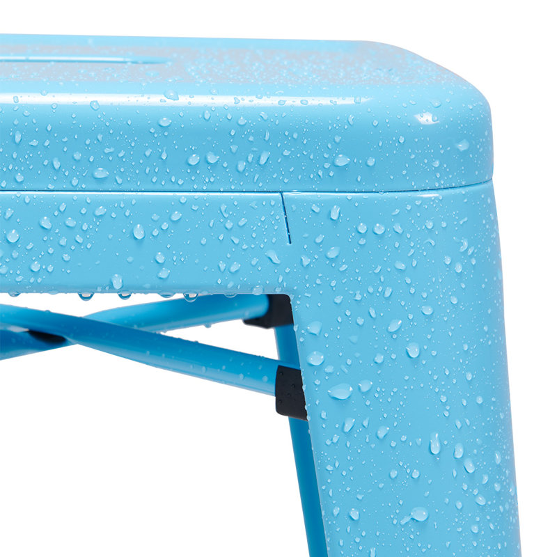 Tabouret court de 18 po en métal, Bleu