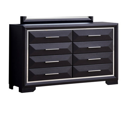 Commode 8 tiroirs, commode de rangement, noir