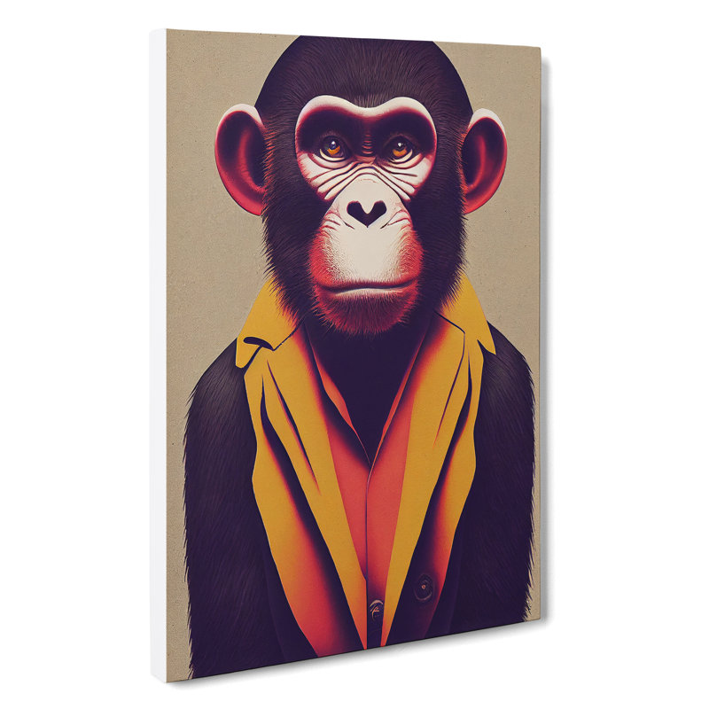 Dashing Monkey - Wrapped Canvas, 76cm H x 50cm W x 3cm D
