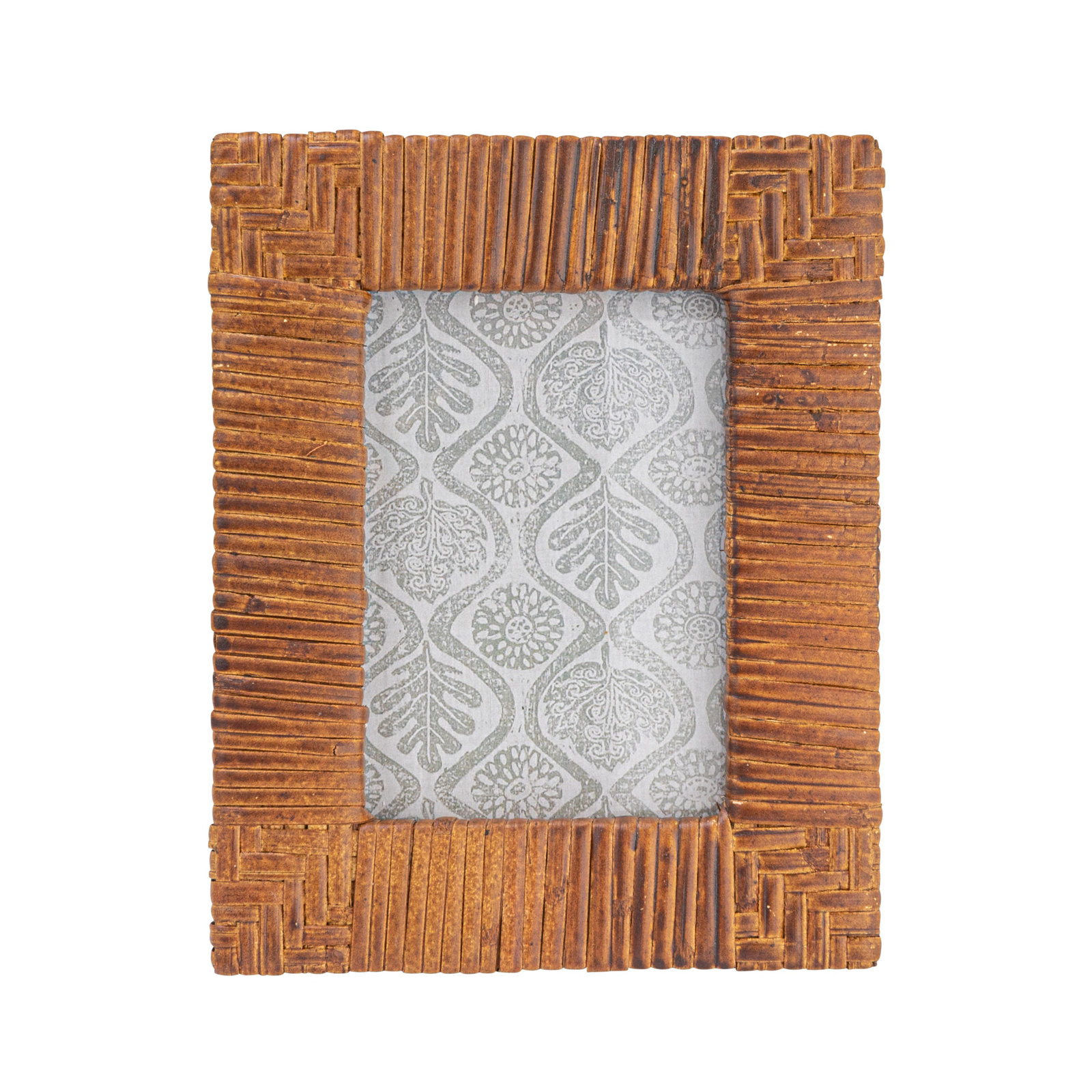 Kitt Wicker / Rattan Picture Frame, Black, 7" x 5"