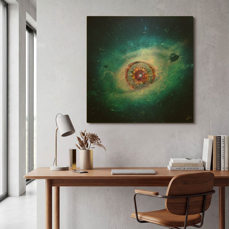  «Uncertain Fate» par Mario Sanchez Nevado, art mural en métal doré, 36 po x 36 po, 36 po x 36 po