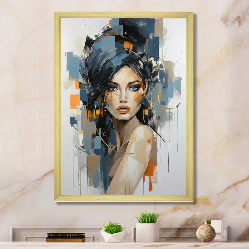 Valentino Fashion Portrait II - Décoration murale tendance, H 44 po x l 34 po x P 1,5 po, Cadre doré à une seule photo