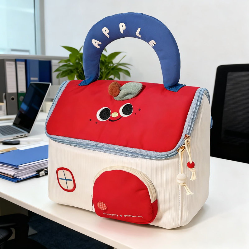 Une trousse de maquillage de grande capacité avec une forme mignonne et amusante, une trousse de toilette portable et un sac de rangement pour cosmétiques Zoné [rouge, blanc et bleu foncé]