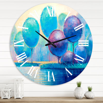 Arbres ornementaux colorés V - Horloge murale moderne