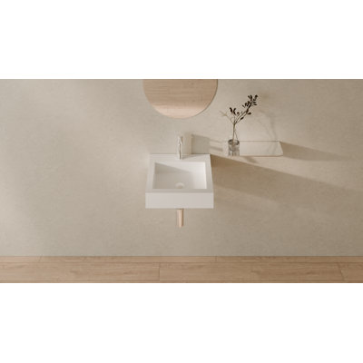 Badeloft 18.8" x 18.8" Stone Resin Wall Mounted Bathroom Sink with Overflow WT-06-S-M in Matte White