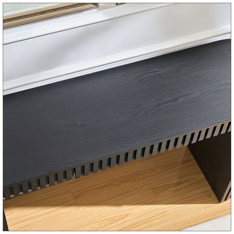 59.05'' Modern Console Table With Drawer For Entryway With Unique Vertical Stripe Design For Living Room Hallway Foyer Entrance Study,BLACK