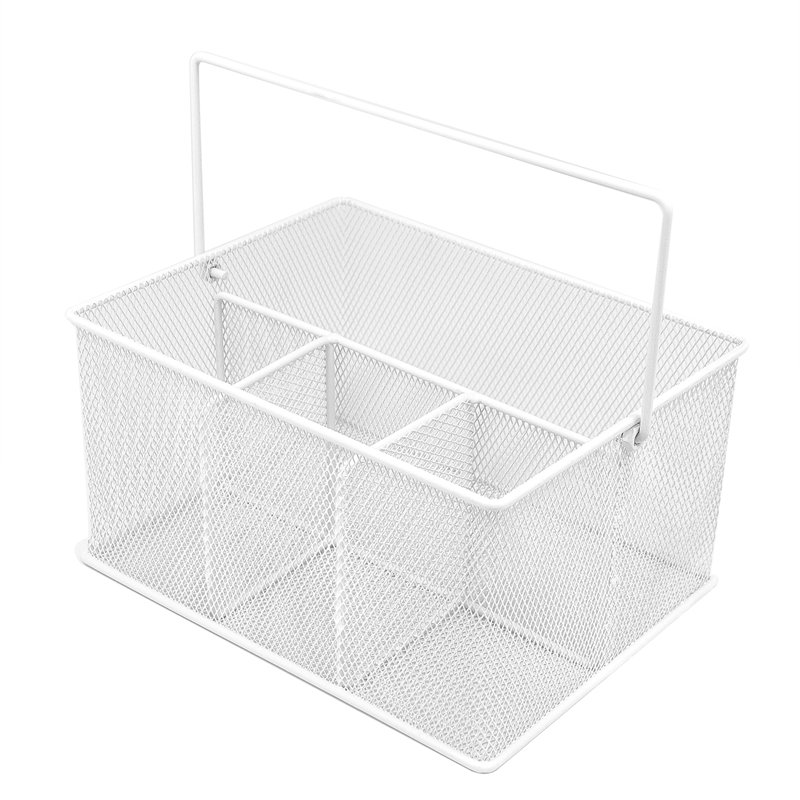 Sorbus Mesh Multi-Purpose Flatware Caddy with Handle, White