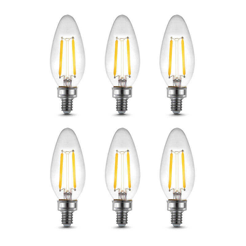 Ampoule DEL Edison 2700 à culot candélabre vintage blanc chaud B10 E12 à intensité variable (paquet de 6), 500 lumens