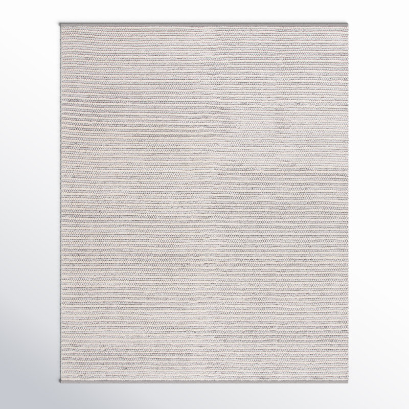 Tapis rayé ivoire / gris clair fait à la main Charvik, Rectangle 8 pi x 10 pi