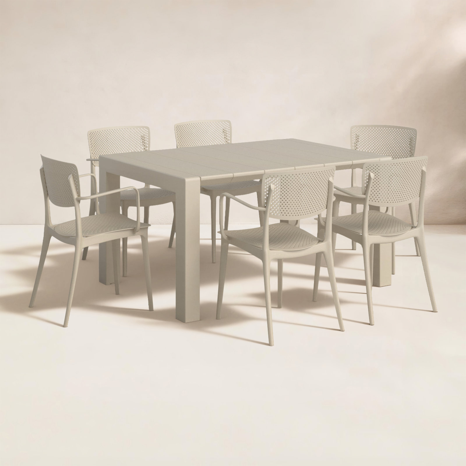 Farrah 47" Patio Dining Set, White/Olive Green