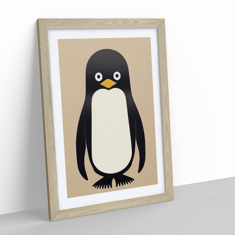 Unique Penguin Art No.3 Abstract - Single Picture Frame Print, 34cm H x 25cm W x 2cm D, Oak Framed
