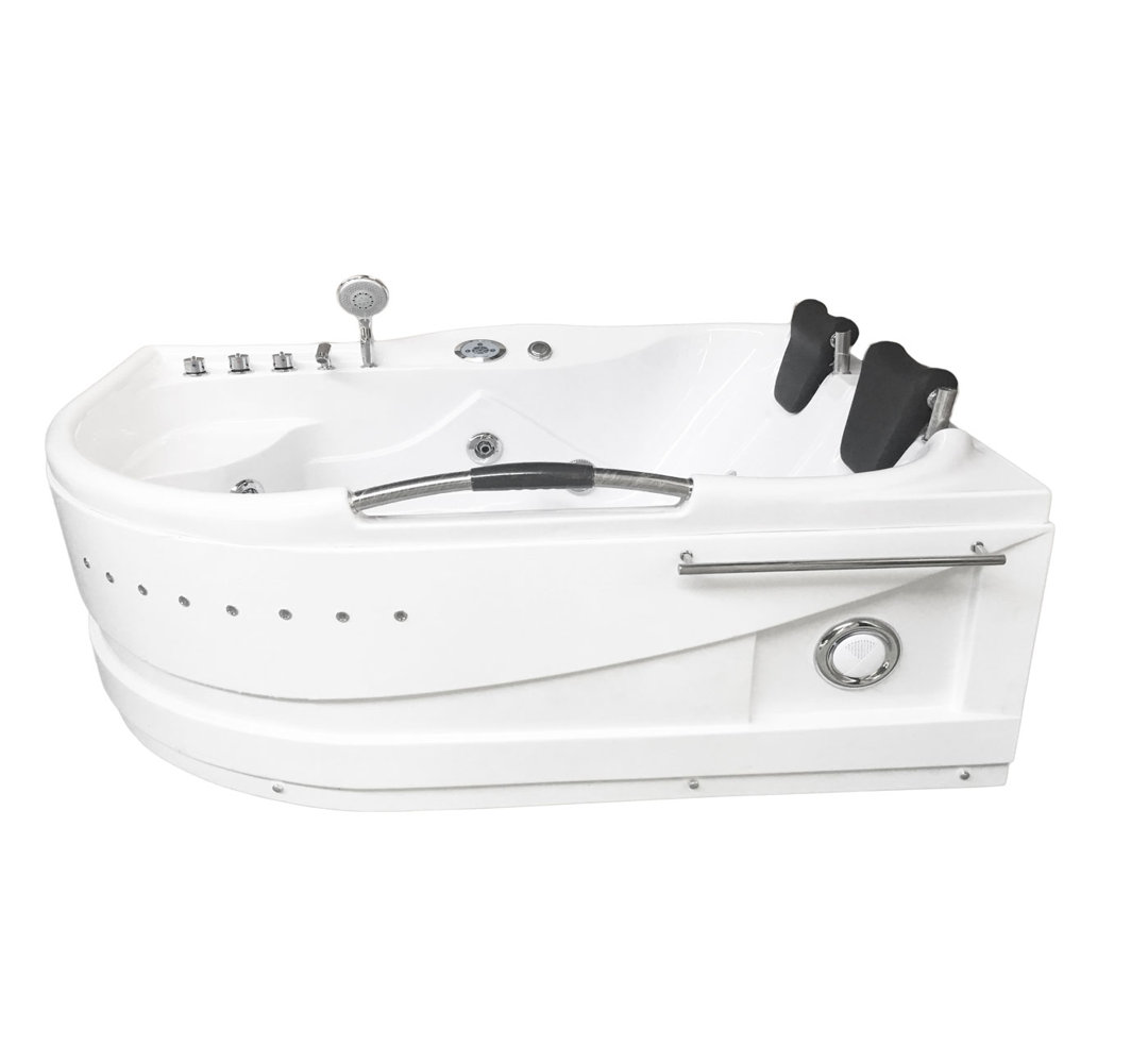 MAUI 67" x 47" 2-Person White Whirlpool Bathtub with Dual Pump Simba USA Inc