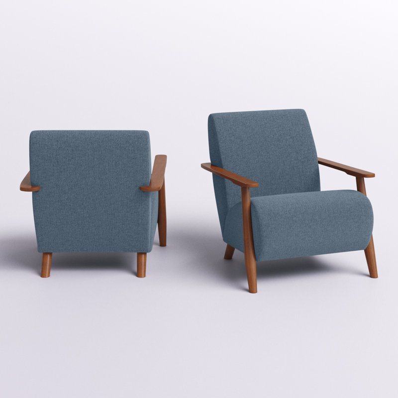 Andablo Upholstered Armchair (Set Of 2), Blue Linen