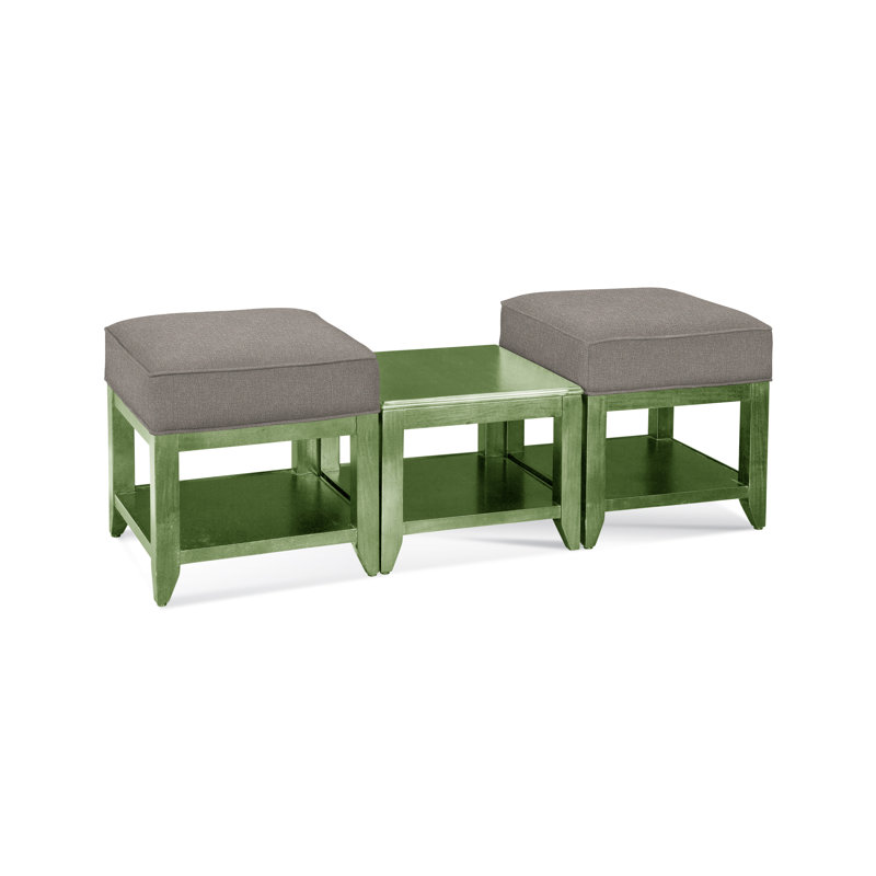 Elements Upholstered Cube Ottoman, White Sugar Performance; 0863-91, Celery