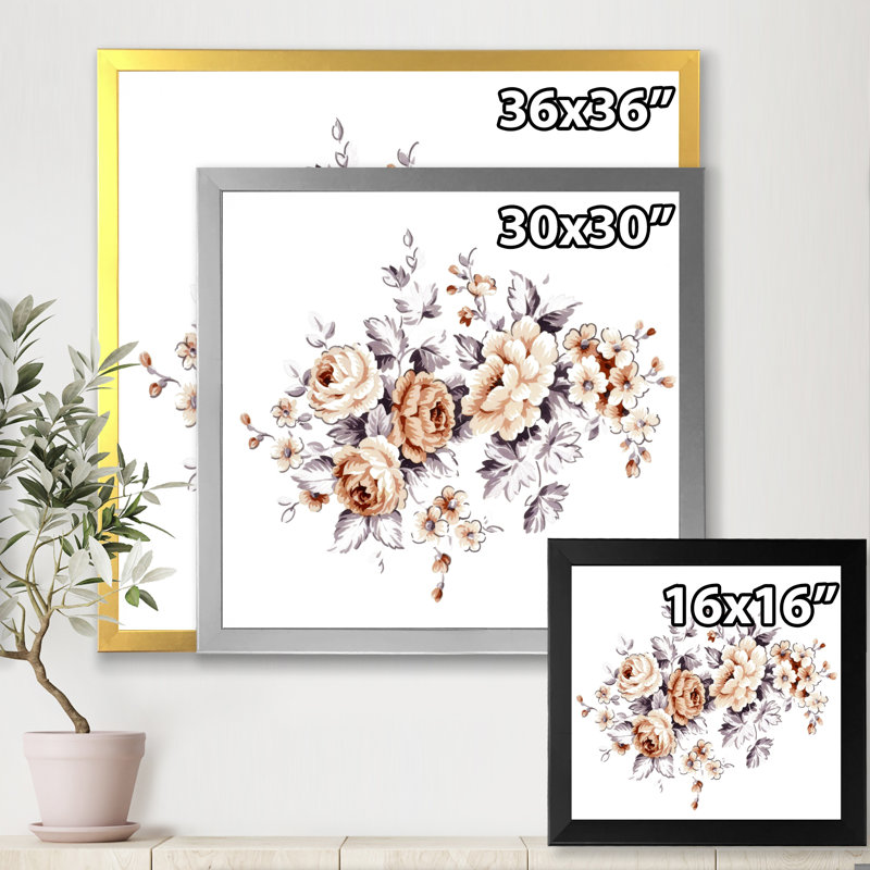 Roses sauvages roses - Peinture sur toile, H 36 po x l 36 po x 1,5 po, Cadre photo noir