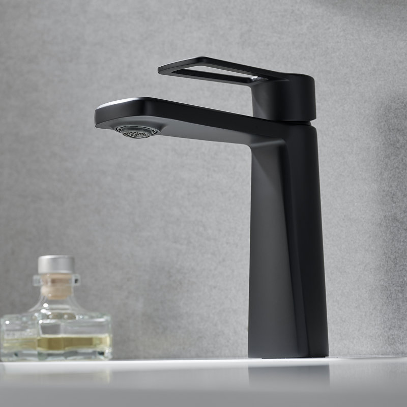 Robinet pour salle de bain à poignée simple Paula, Noir mat
