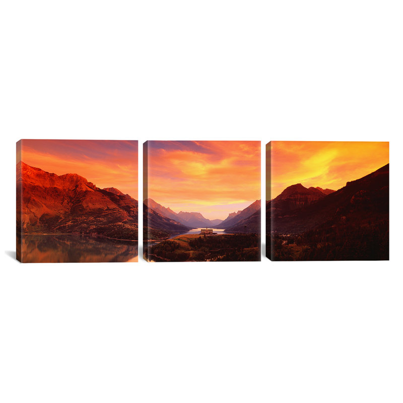Ensemble de 3 reproductions de photo sur toile tendue, "parc national de waterton lakes alberta, canada"