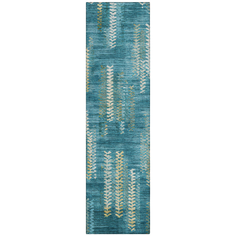 Machine Washable Indoor/Outdoor Chantille ACN2892 Striped Rug, 2'3" x 7'6" Runner, Teal