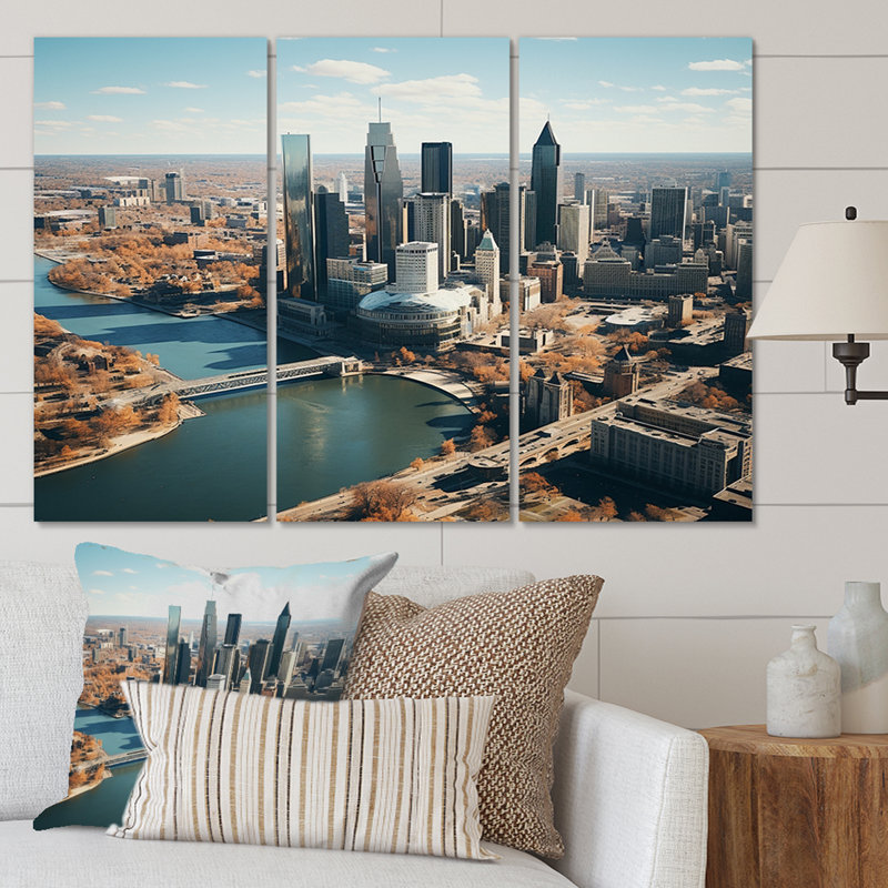 «Detroit Motor City II» sur toile, reproduction de 3 pièces, H 40 po x l 60 po x P 1 po