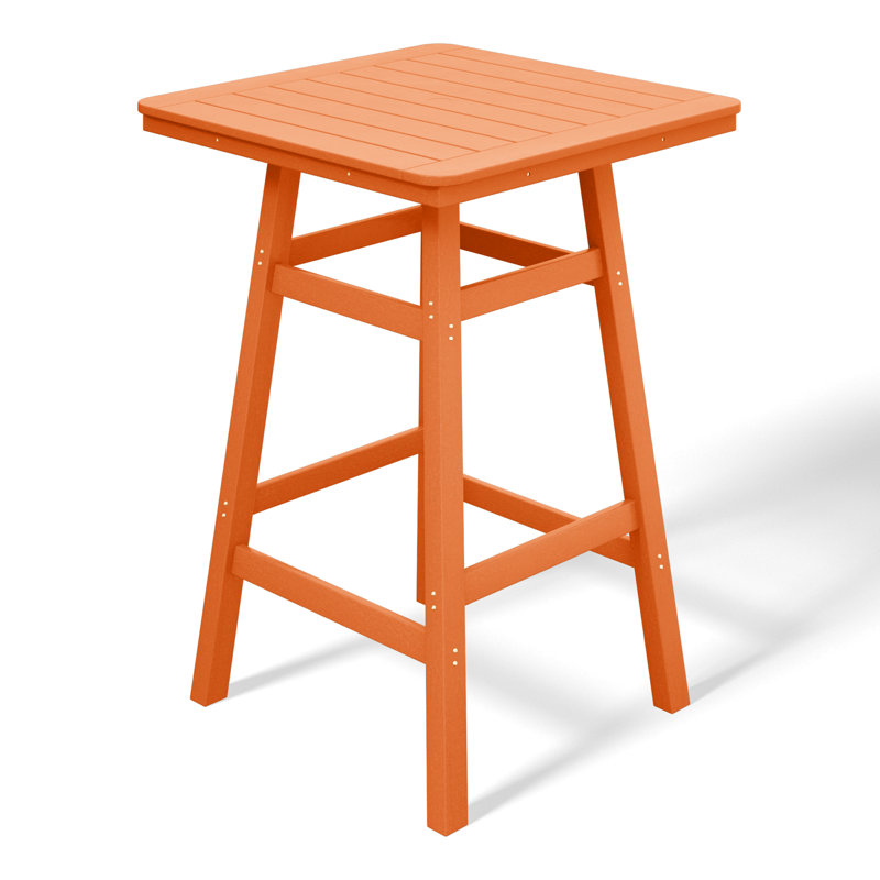 Laguna Square Outdoor Bar Table With Umbrella Hole , 30.7'' in. W 30.7'' in. D, Orange