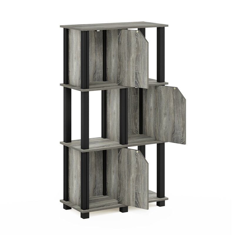 Étagère de rangement à 3 niveaux avec 2 portes Latitude Run® en chêne noir Latitude Black®, gris