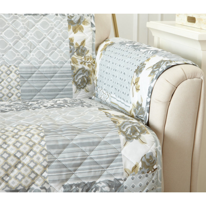 Gray Patchwork Quilted Recliner Furniture Protector