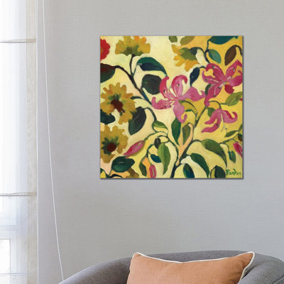 Pink Lilies 1 Piece Wrapped Canvas Wall Art